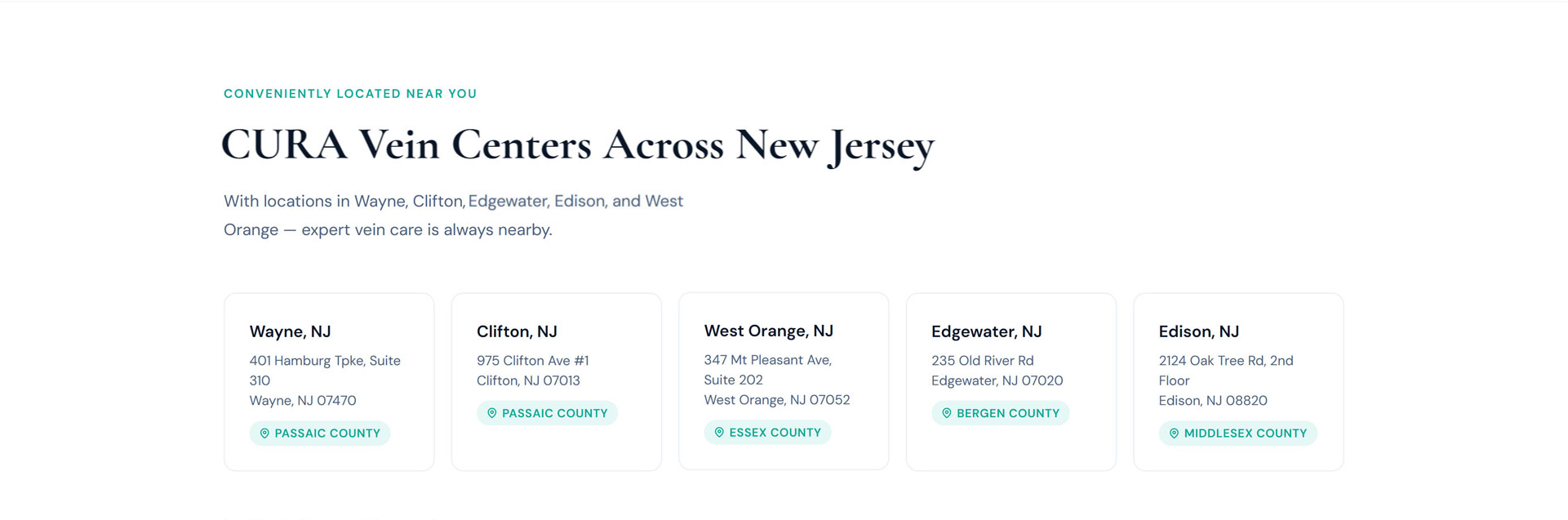 CURA Vein Centers Across New Jersey