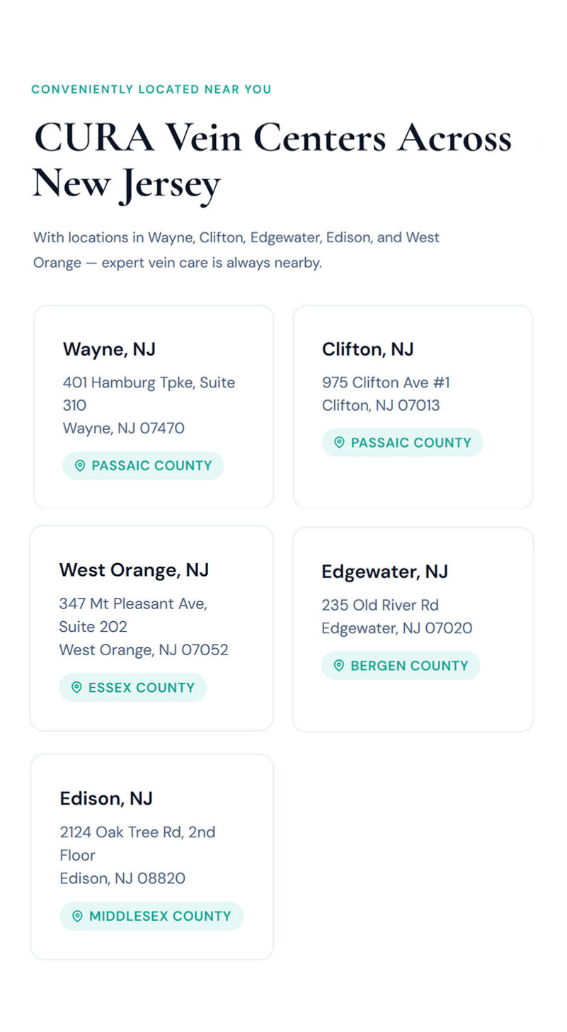 CURA Vein Centers Across New Jersey