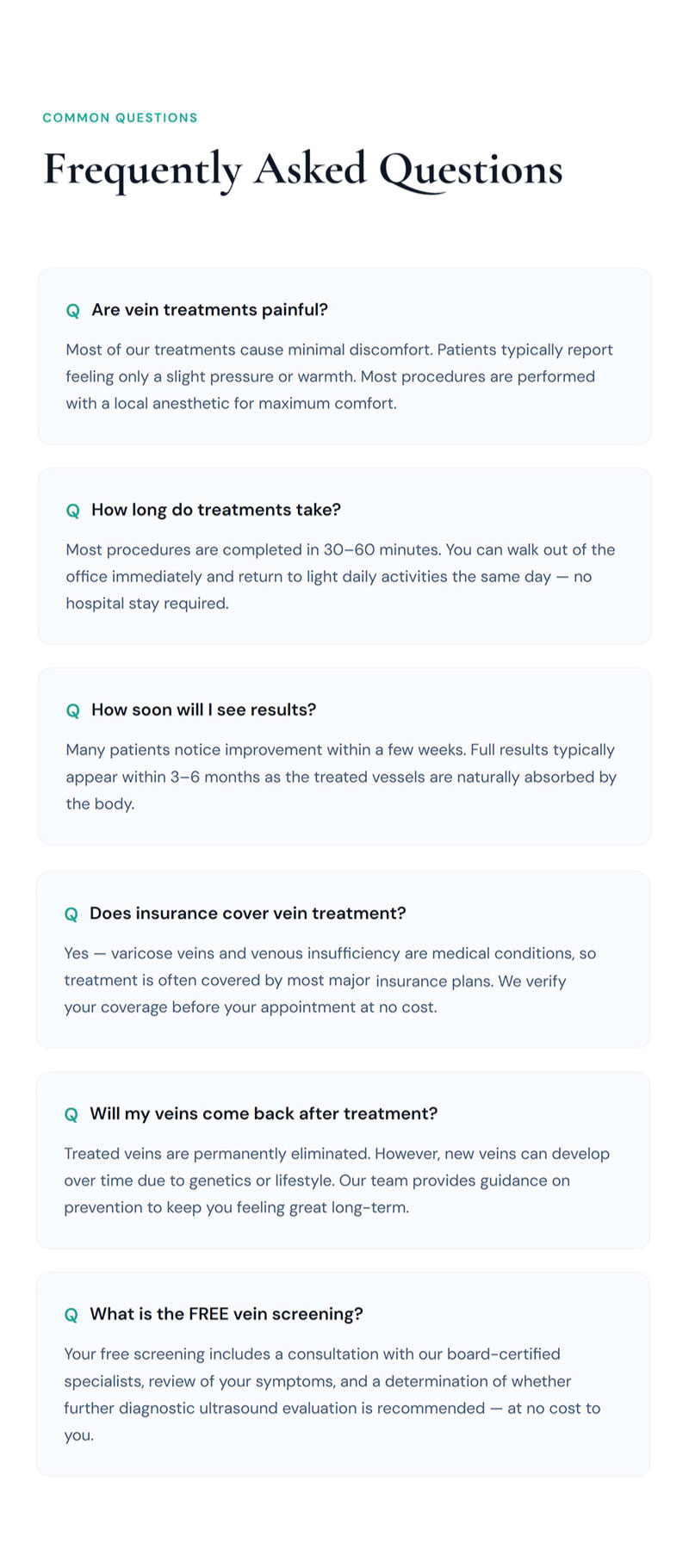 CURA Vein Frequently Asked Questions